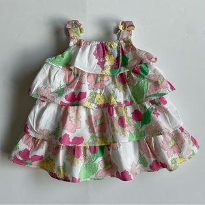 Janie and Jack Floral Dress Size 0 3 Months Petite Pineapple Floral Tiered Sun